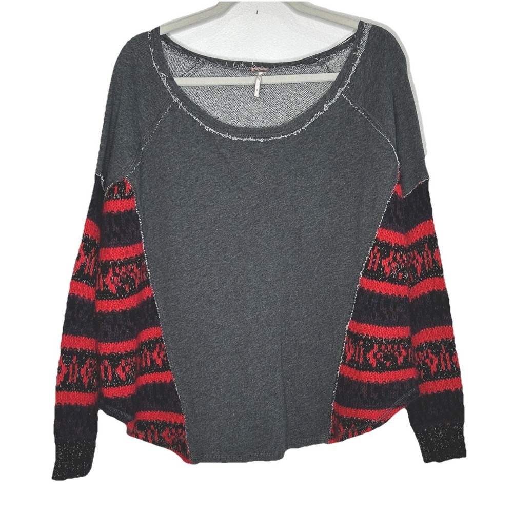 Free People Beautiful Sinner Boho Oversized Sweatshirt Small Indie Sleaze Grunge